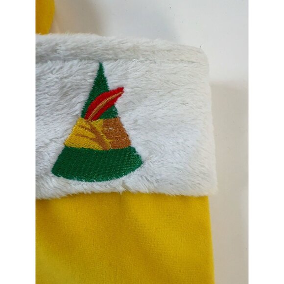 Yellow Elf-Themed Christmas Stocking With Embroidered Hat & Red Feather - Picture 6 of 12